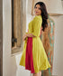 Two Tone Pleated Flared Sleeve Dress